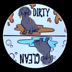 Black Dachshund Dog Clean Dirty Dishwasher Magnet